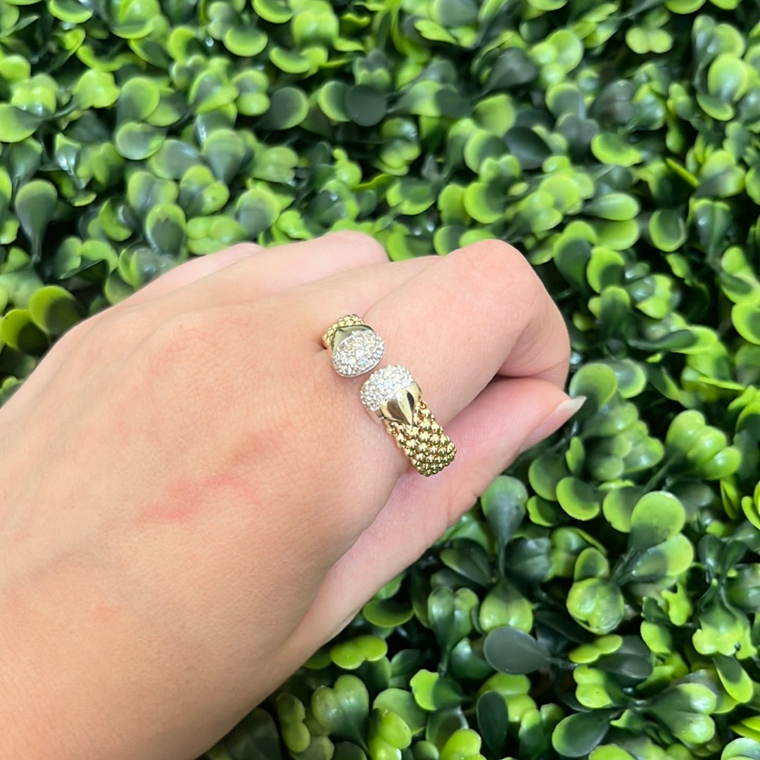 POPCORN LINK RING WITH CZ*
